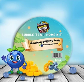 120g pack of Blueberry Popping Balls with Mango Syrup from Popping Bobby.