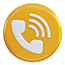 Contact icon featuring a white phone receiver with signal waves inside a yellow circular button.