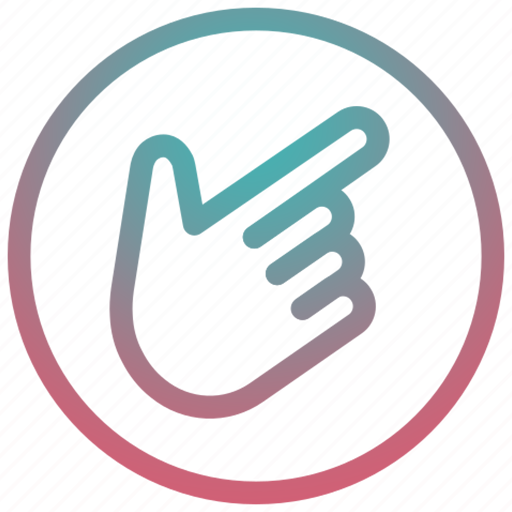 Easy-to-use icon featuring a hand gesture inside a circle on a blue-pink gradient background.